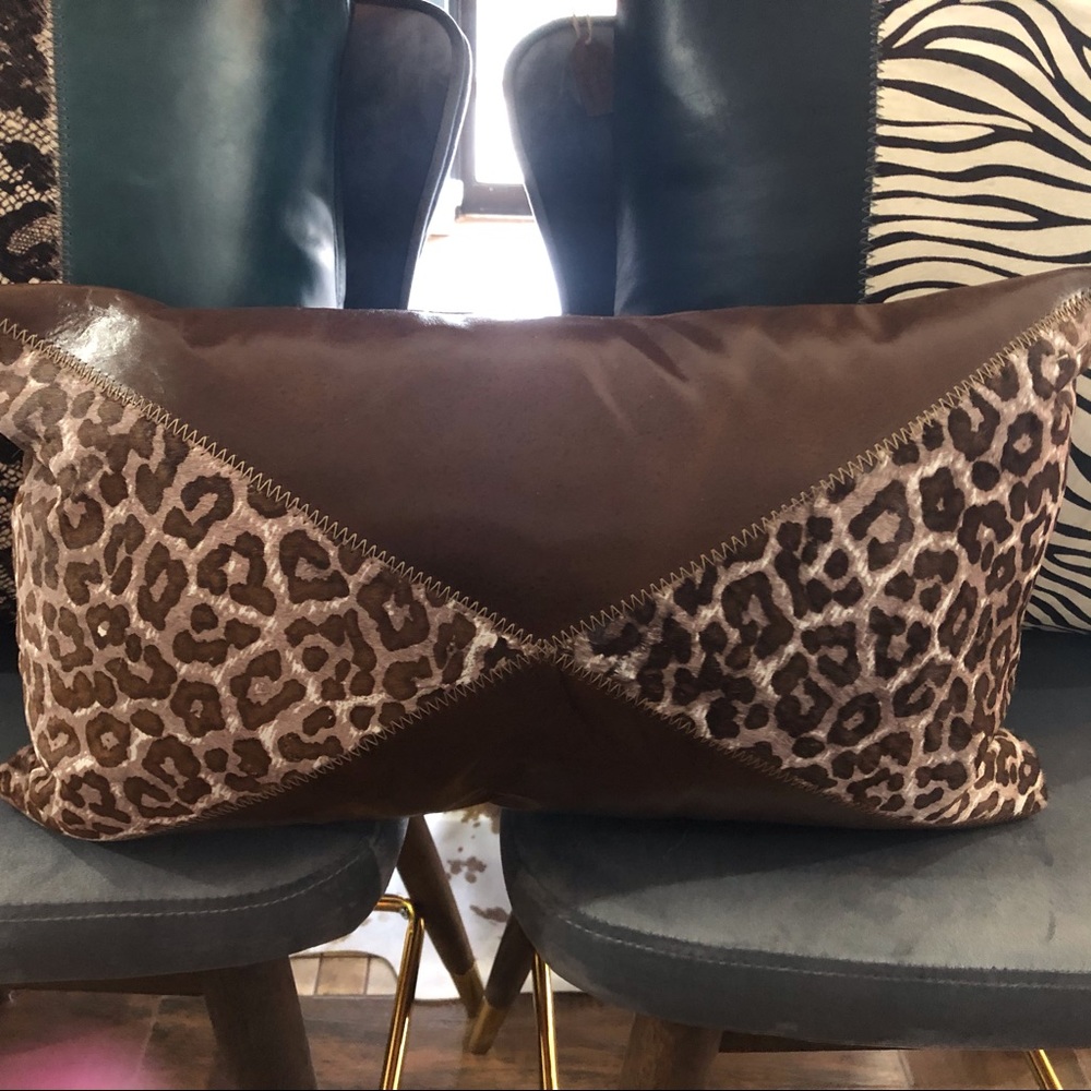 Brown leopard print lumbar pillow NWT